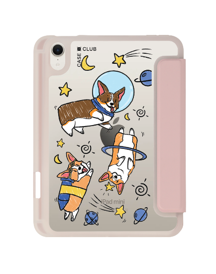 เคสใส ipad mini 7 สีชมพู corgi อวกาศ