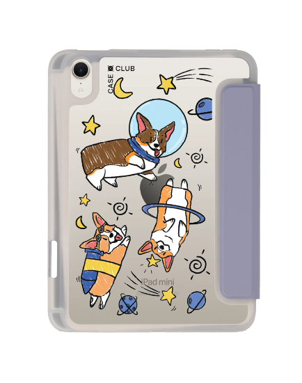 เคสใส ipad mini 7 สีม่วง corgi อวกาศ