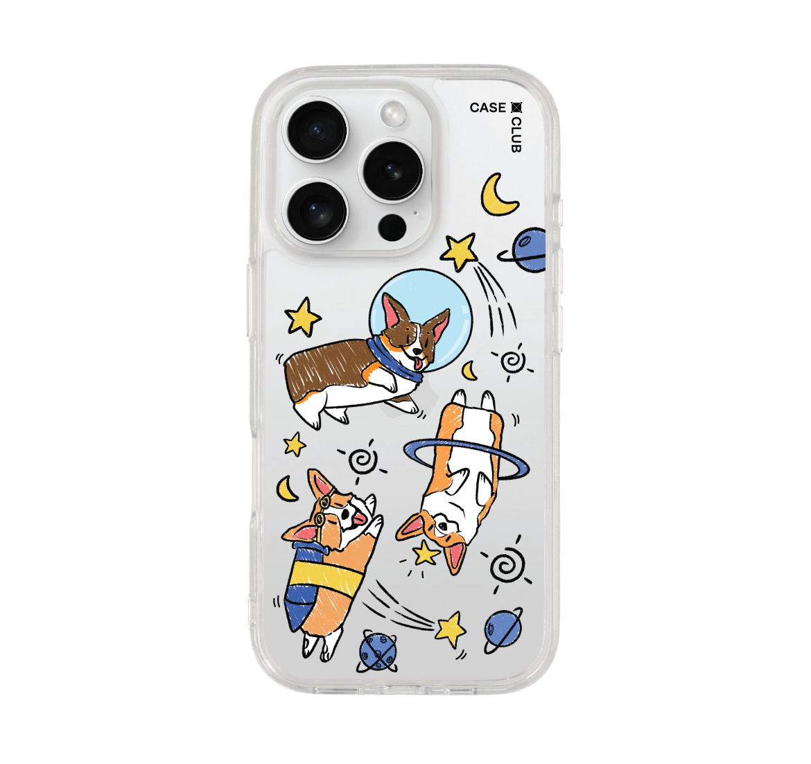 เคสใส iPhone 16 Pro Corgi อวกาศ