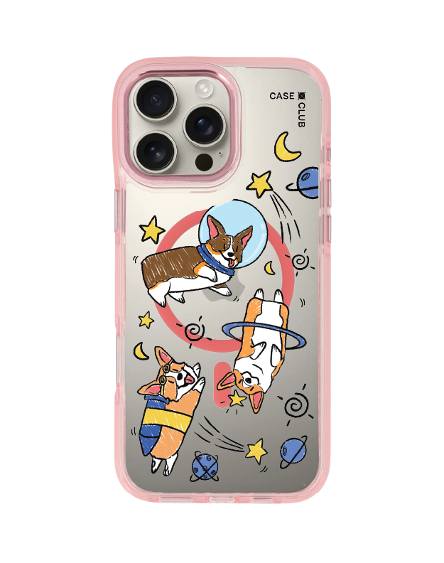 iPhone 16 Pro Max Clear Pink MagSafe Corgi อวกาศ