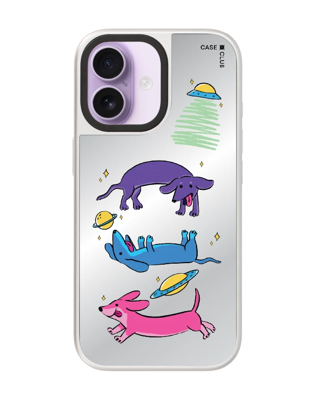เคสกระจก iphone 17 magsafe หมาดัชชุนด์ท่องอวกาศ