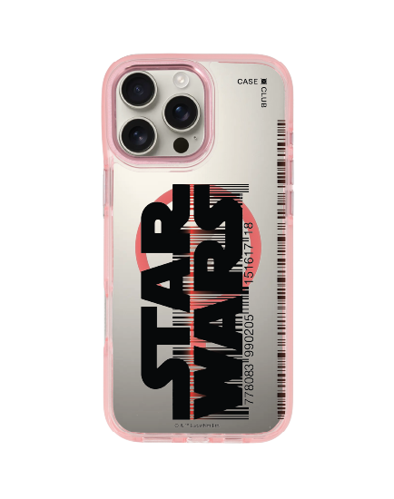 iphone 16 pro max clear pink magsafe star wars barcode logo