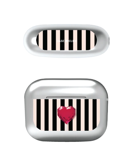airpods pro 3 silver case striped heartbeat