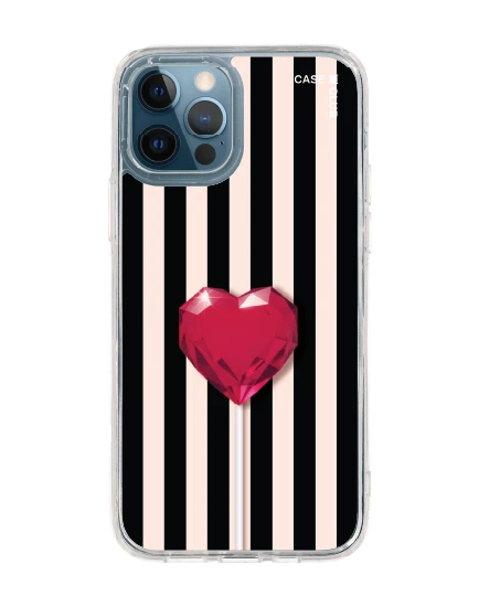 iphone 12/12 pro clear case striped heartbeat