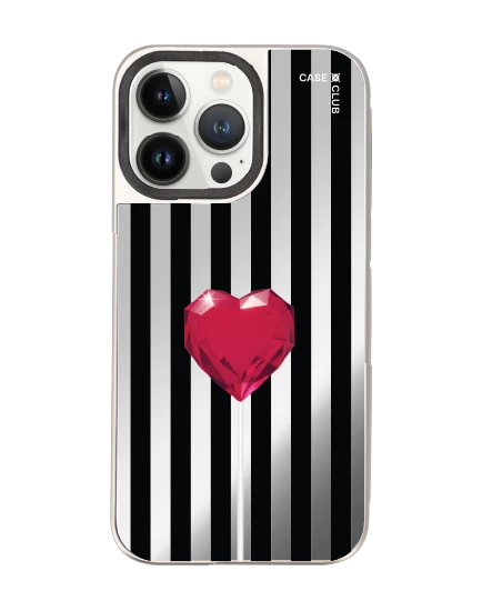 เคสกระจก iphone 14 pro max magsafe หัวใจลายทาง