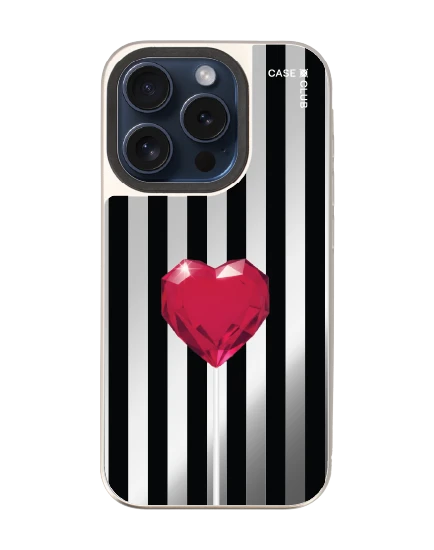 เคสกระจก iphone 15 pro magsafe หัวใจลายทาง