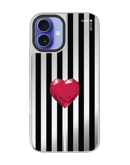 iphone 16 plus mirror case magsafe striped heartbeat