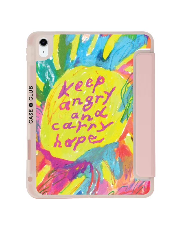 เคสใส ipad gen 10th/11th 2025 สีชมพู ภาพวาดพระอาทิตย์ โดย juli baker