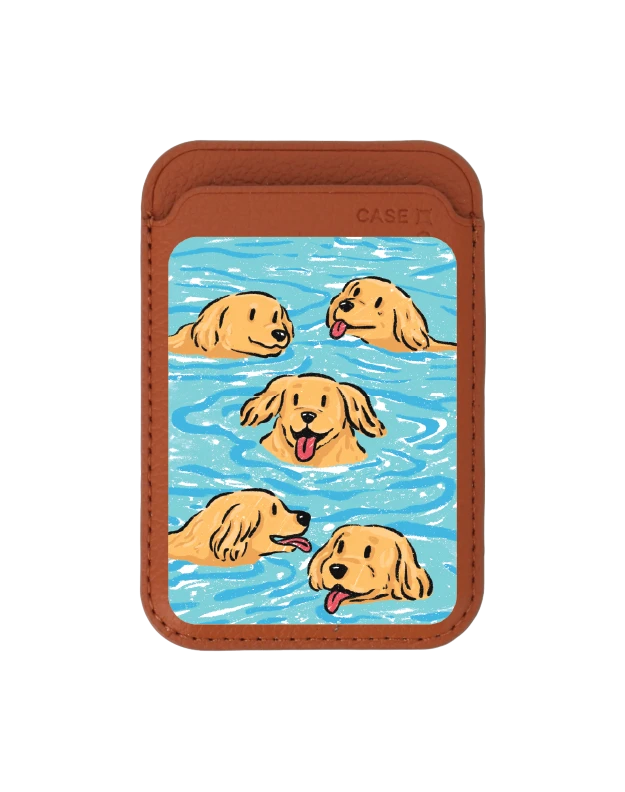 กระเป๋าใส่บัตร magsafe น้ำตาล โกลเด้นน้อยว่ายน้ำ