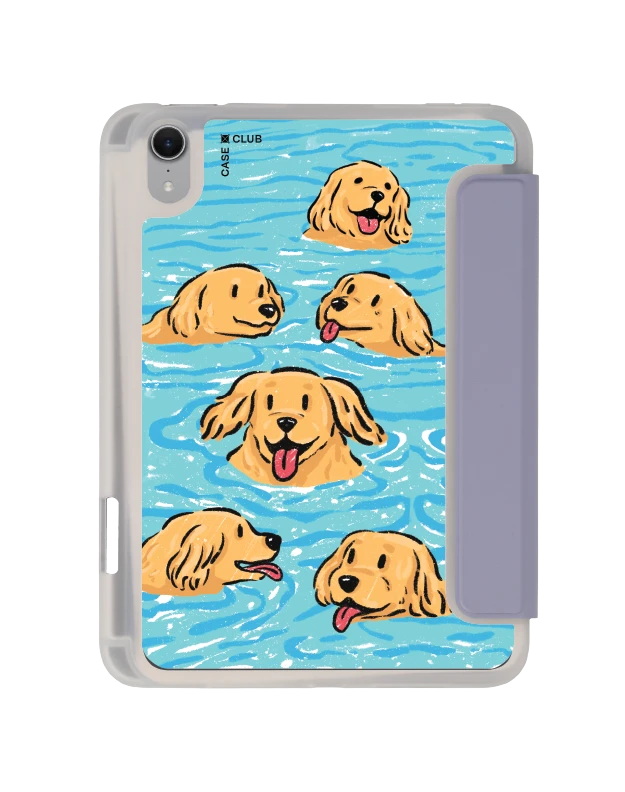 เคสใส ipad mini 7 สีม่วง โกลเด้นน้อยว่ายน้ำ