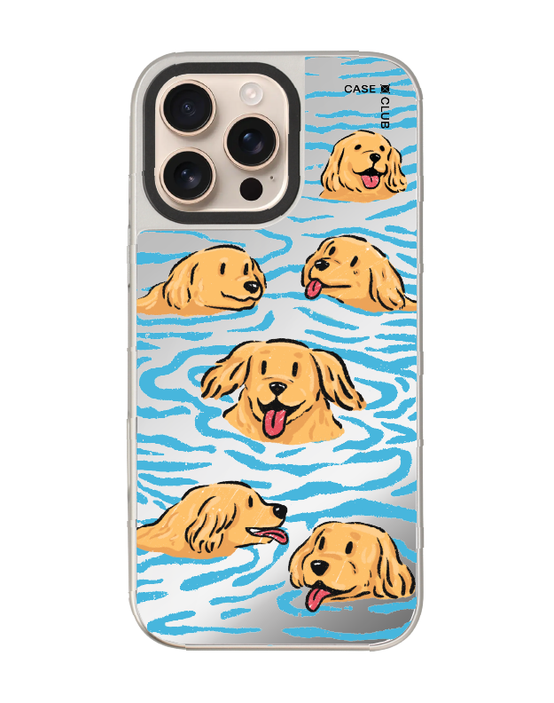 iphone 16 pro max mirror case magsafe swimming golden retriever