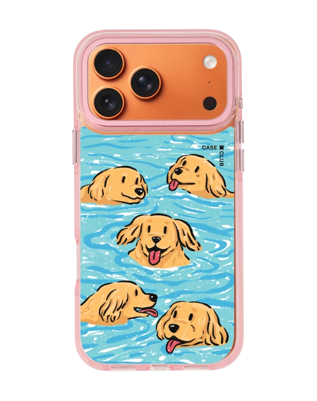 เคสใส iphone 17 pro max magsafe สีชมพู โกลเด้นน้อยว่ายน้ำ
