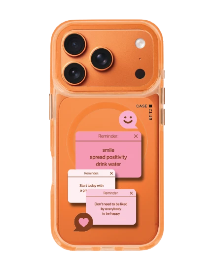 เคสใสสีส้ม iphone 17 pro magsafe ข้อความแห่งแรงบันดาลใจ