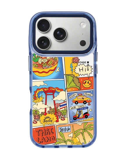 เคสใส iphone 17 pro magsafe สีฟ้า เที่ยวไทยสไตล์มังงะ