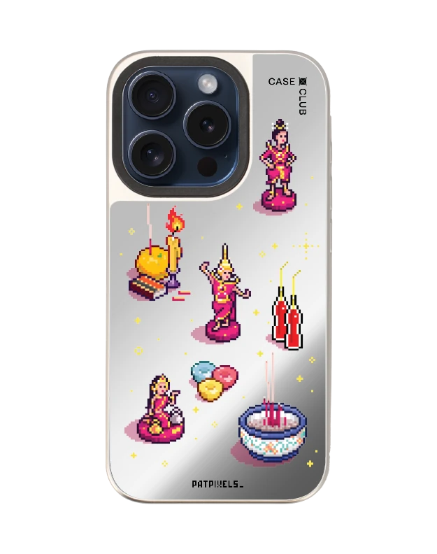 เคสกระจก iphone 15 pro magsafe ศิลปะวิถีไทยพิกเซลอาร์ต