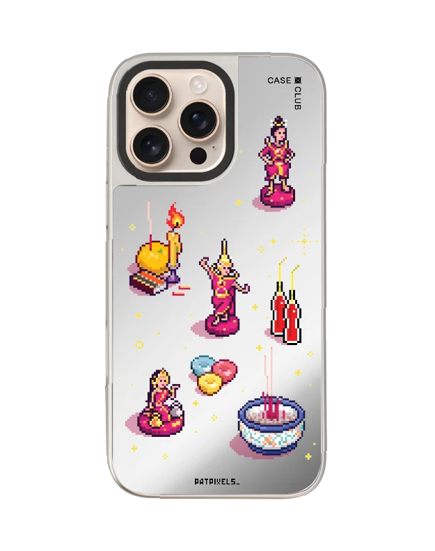 เคสกระจก iphone 16 pro max magsafe ศิลปะวิถีไทยพิกเซลอาร์ต