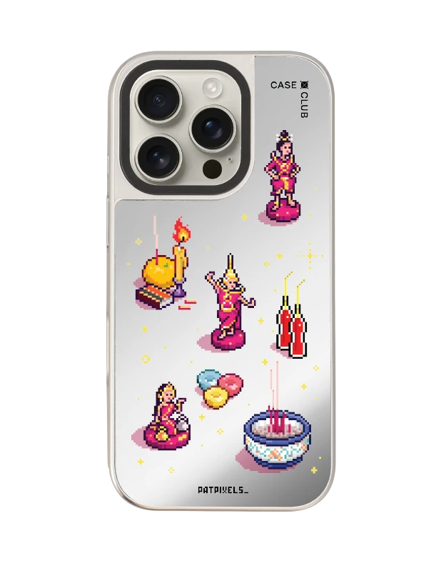 เคสกระจก iphone 16 pro max magsafe ศิลปะวิถีไทยพิกเซลอาร์ต