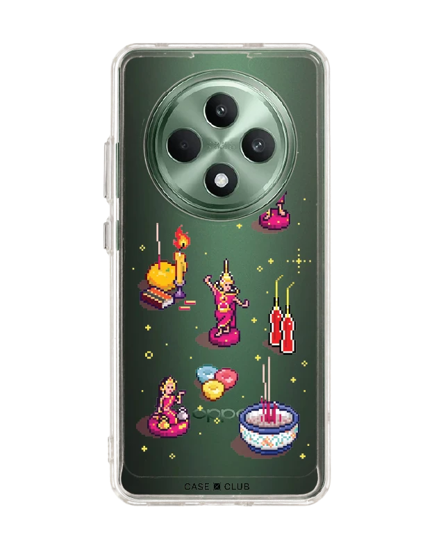 เคสใส oppo reno 12f ศิลปะวิถีไทยพิกเซลอาร์ต