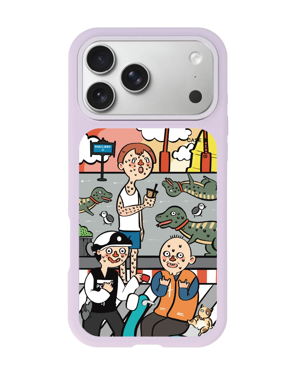 เคสเปลี่ยนฝาหลัง iphone 18 pro max magsafe สีม่วง ศิลปะล้อเลียนเมืองไทย