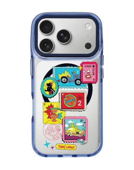เคสใส iphone 17 pro magsafe สีฟ้า แสตมป์ไทยแบบดั้งเดิม