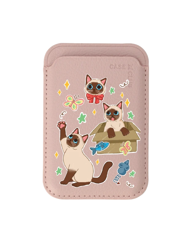 กระเป๋าใส่บัตร magsafe ชมพูอ่อน 3 แมวป่วน