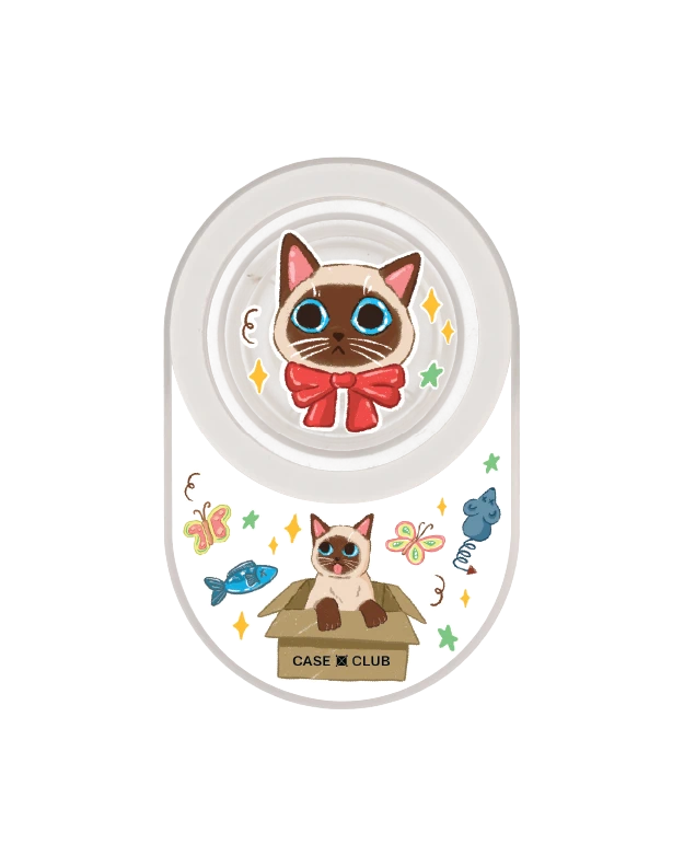 clear popgrip trio siamese cat
