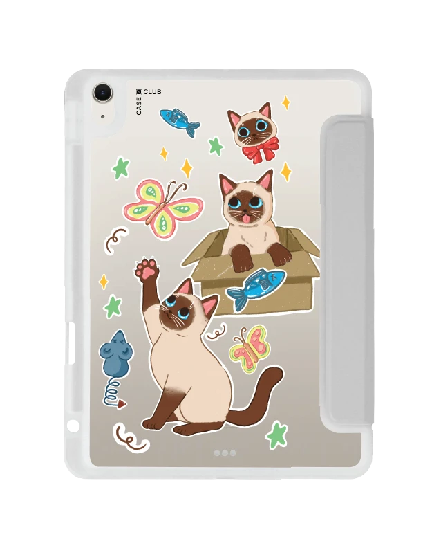 เคสใส ipad air4/5/6/7 11" 2025 (m2/m3) สีเทา 3 แมวป่วน