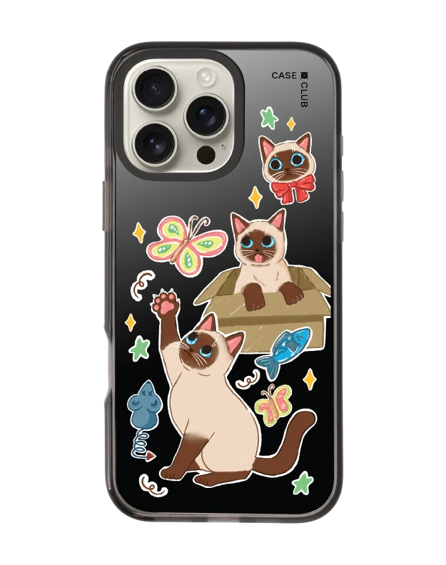 เคสกระจกดำ iphone 16 pro max magsafe 3 แมวป่วน