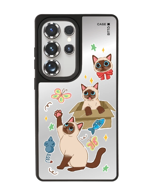 samsung s25 ultra matte mirror magsafe trio siamese cat