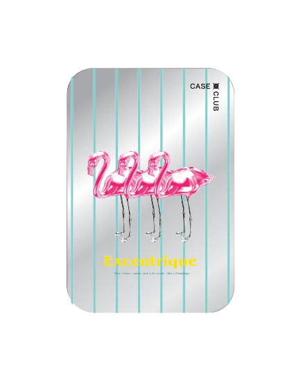 ที่เก็บบัตร magsafe กระจกมีขาตั้งในตัว ฟลามิงโกสามตัวเมทัลลิก