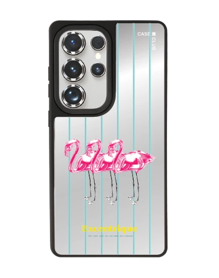 เคสกระจก samsung s25 ultra matte magsafe ฟลามิงโกสามตัวเมทัลลิก