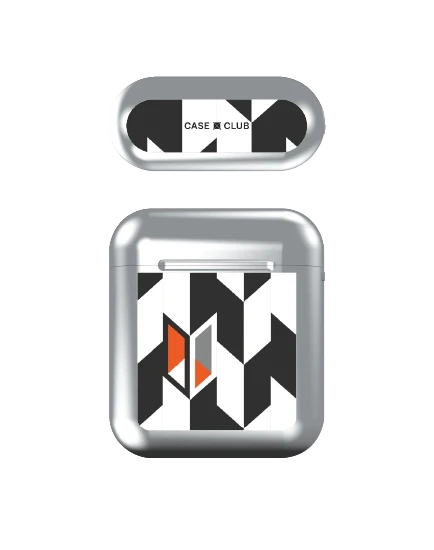 airpods (1/2 gen) silver case vertical houndstooth