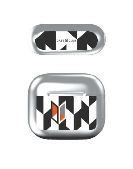 เคสสีเงิน airpods รุ่น 3 ฮาวด์สทูธขาวดำแนวตั้ง