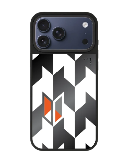 เคสกระจก iphone 17 pro max matte magsafe ฮาวด์สทูธขาวดำแนวตั้ง