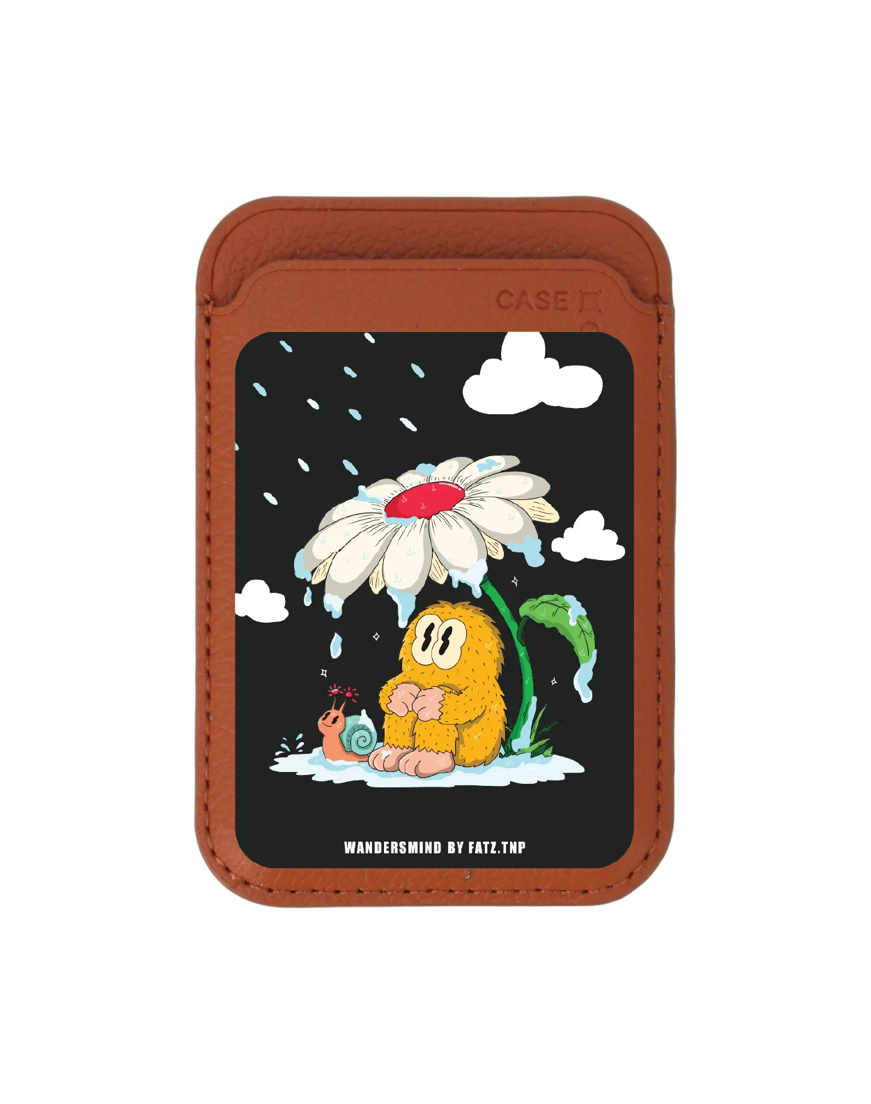 กระเป๋าใส่บัตร magsafe น้ำตาล wandersmind ฝนตก