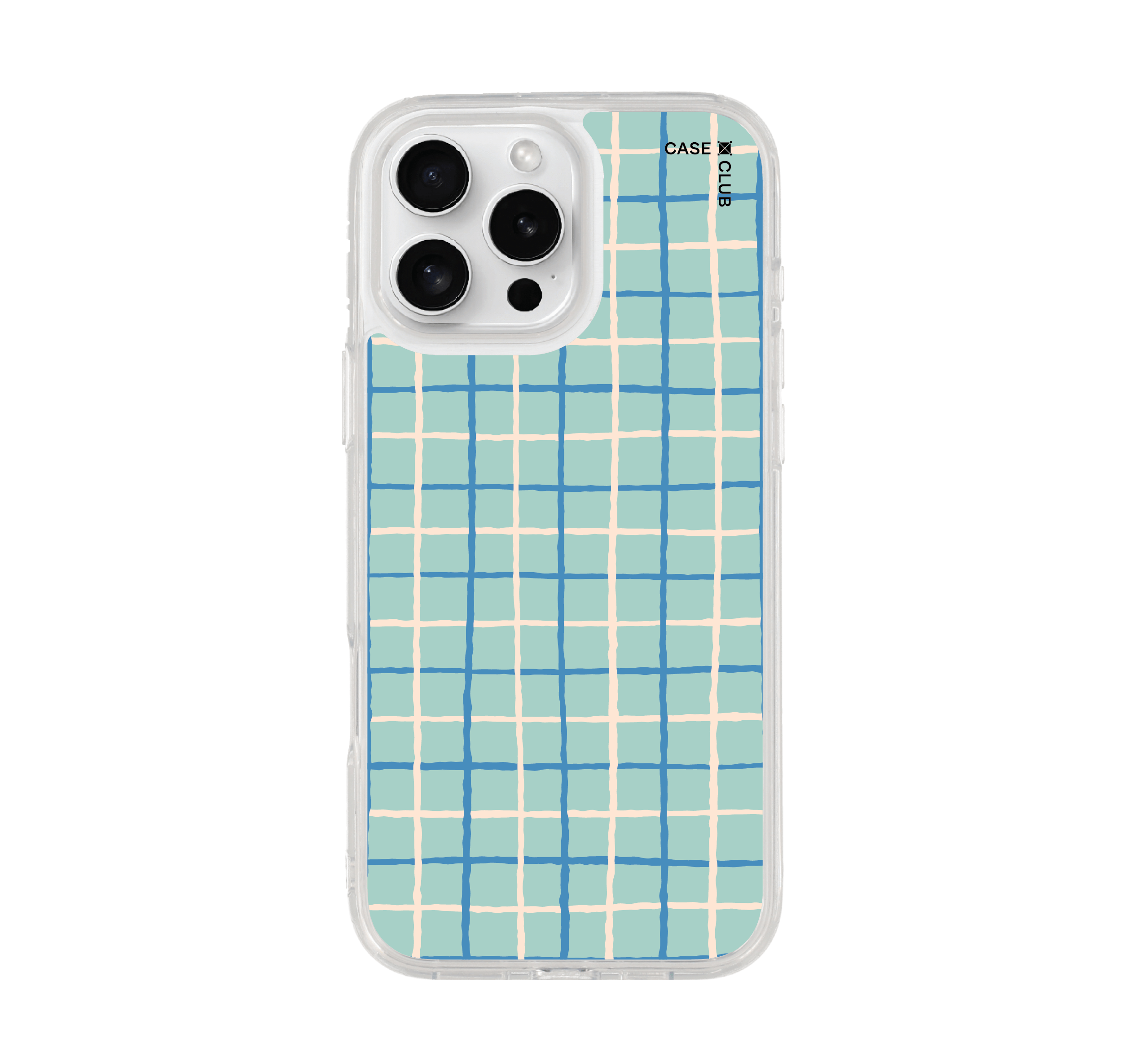 เคสใส iphone 16 pro max แถบสีขาวน้ำเงิน