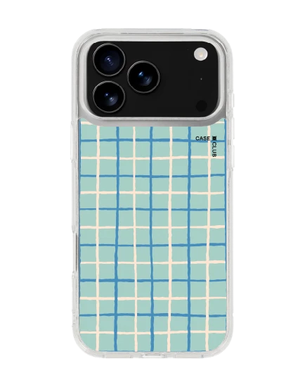 เคสใส iphone 17 pro max magsafe กริด ตารางสีขาวฟ้า