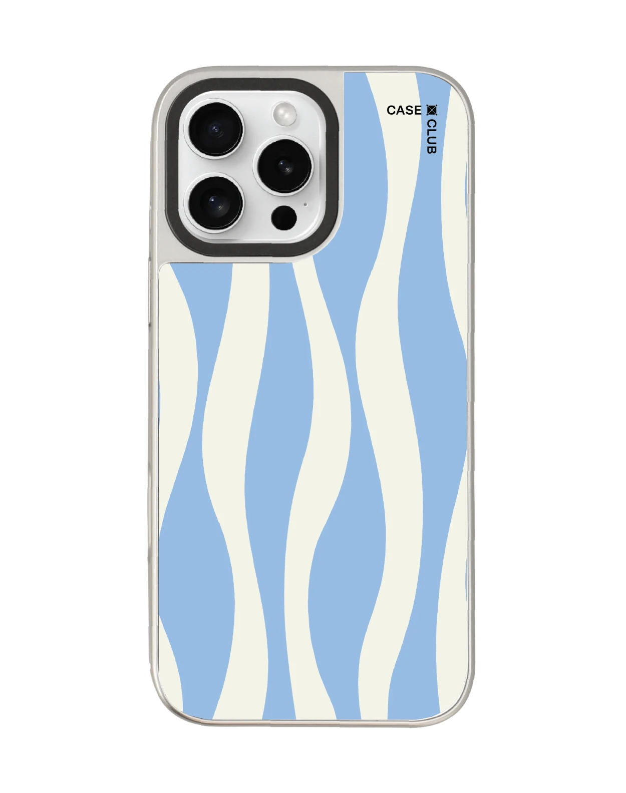 iphone 16 pro max mirror case magsafe white & blue wavy pattern