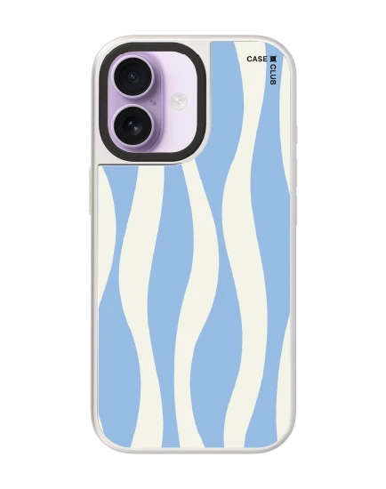 iphone 17 mirror silver magsafe white & blue wavy pattern