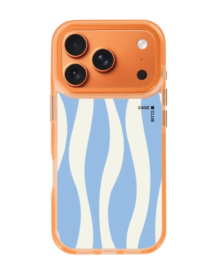 iphone 17 pro clear orange magsafe white & blue wavy pattern