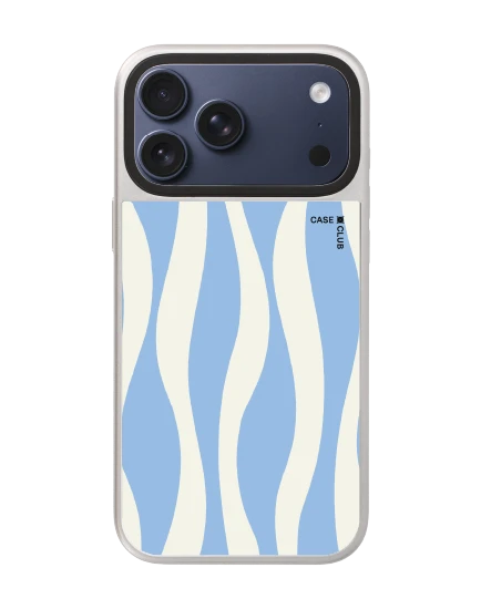 iphone 17 pro max mirror silver magsafe white & blue wavy pattern