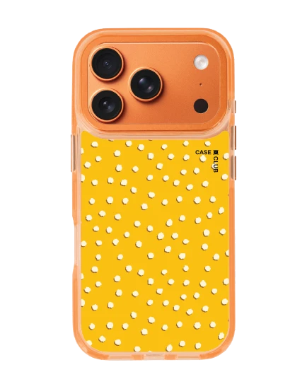 iphone 17 pro clear orange magsafe white & yellow brush polka dots