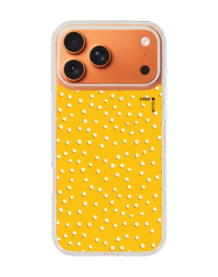 iphone 17 pro max clear magsafe white & yellow brush polka dots