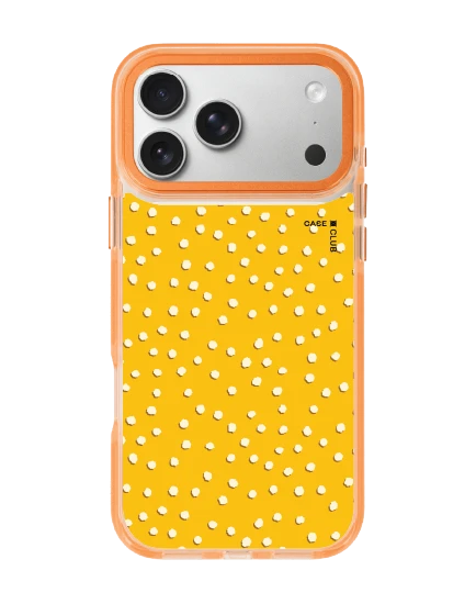 iphone 17 pro max clear orange magsafe white & yellow brush polka dots