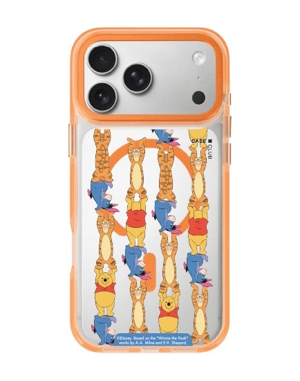 iphone 17 pro max clear orange magsafe winnie the pooh tigger eeyore pattern