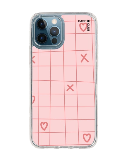 iphone 12/12 pro clear case xoxo love grid