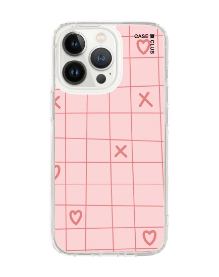 iphone 13 pro clear case xoxo love grid