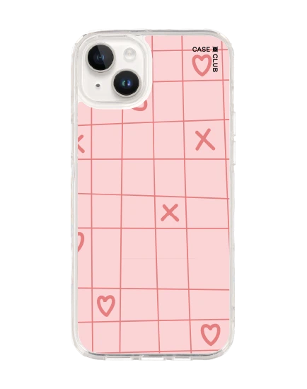 iphone 14 plus clear case xoxo love grid