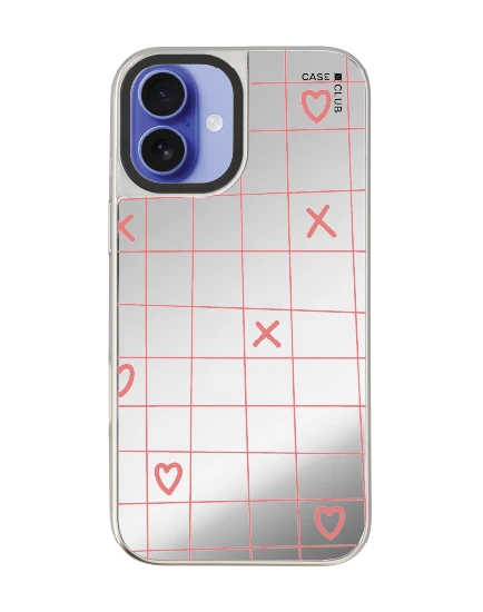 iphone 16 plus mirror case magsafe xoxo love grid