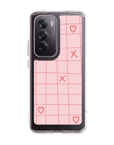 oppo reno 12 clear case xoxo love grid